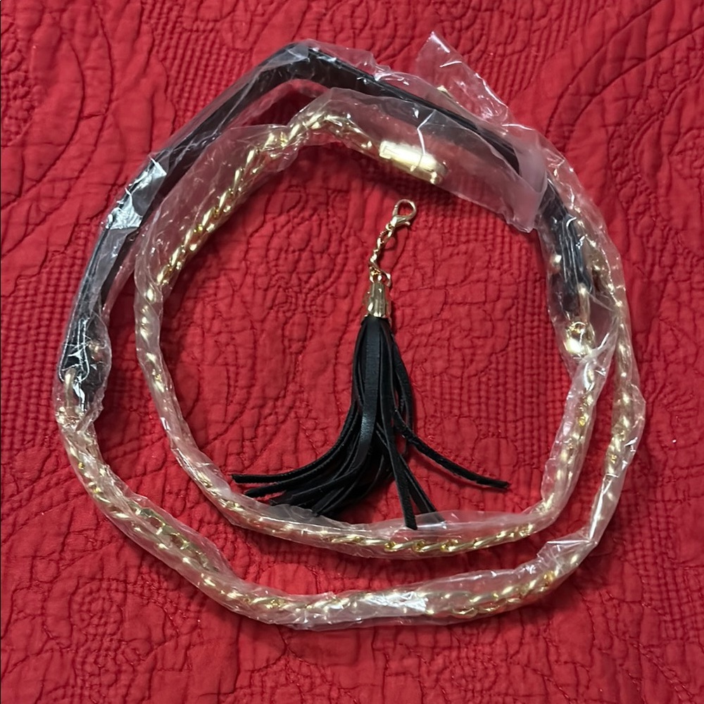 Elegant Gold and Black Chain purse strap